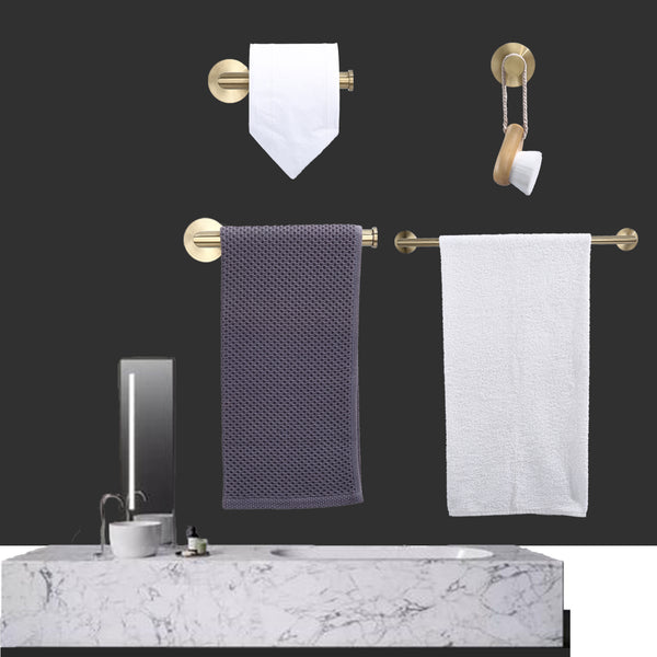 Bathroom Accessories Towel Bar 4-piece kit Round Gold